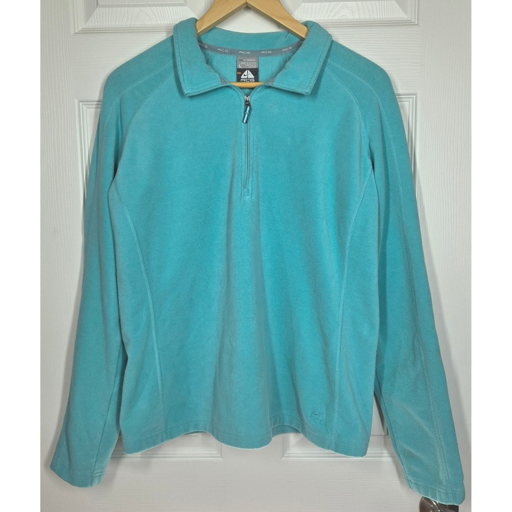 VTG Nike ACG Womens Fleece Quarter Zip Pullover Aqua Blue Large 90s Y2K Gorpcore